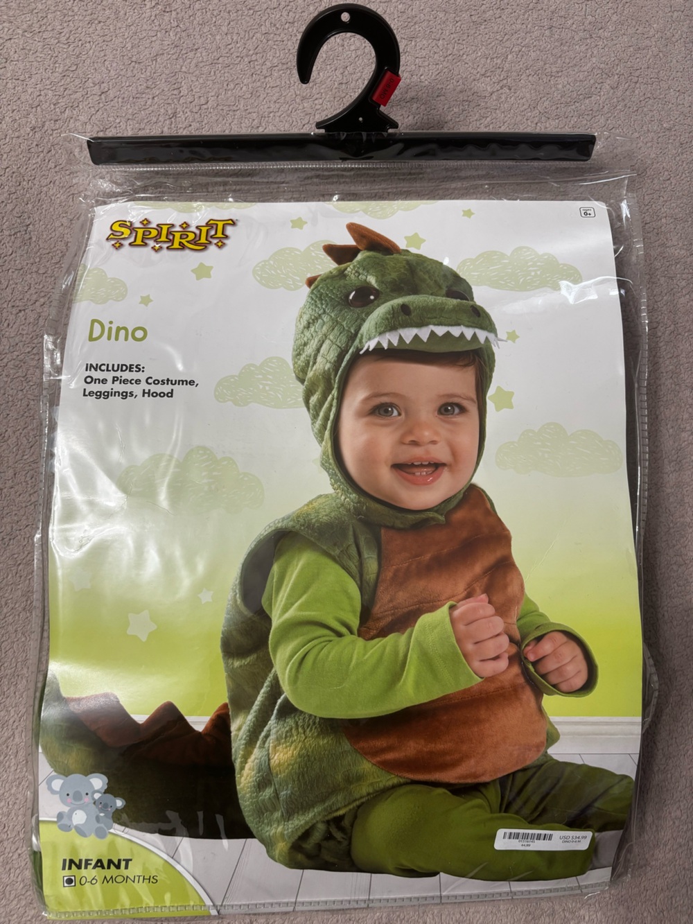 Spirit Green and Brown Baby Plush Dinosaur Costume